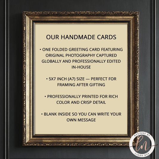 Framed text describing handmade cards with decorative border