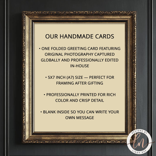 Framed text describing handmade cards with decorative border