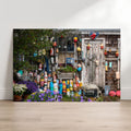 Bearskin Neck Fishing Shack fine art photography print featuring weathered wood, lobster buoys, ropes, flowers, and coastal New England charm