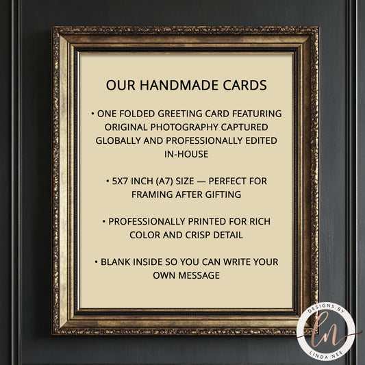 Framed text describing handmade cards with decorative border
